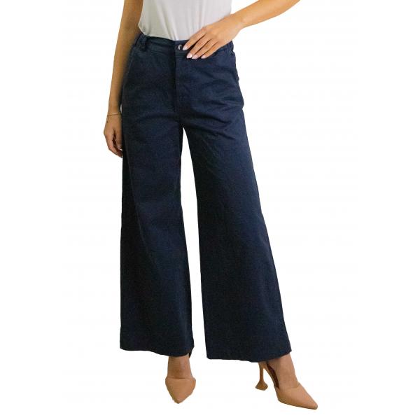 Pantalone chino in cotone con elastico dietro